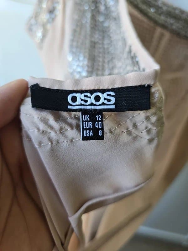 ASOS ASOS Nude Embellished Sequin Top Size 12 Party Evening Blouse
