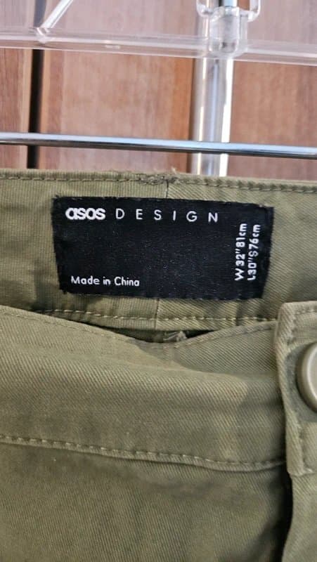 ASOS Asos Design khaki cargo pants- 32w/30l.