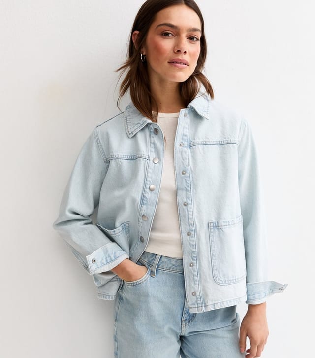 New Look Women's Petite Light Blue Wash Denim Shacket New Look - 2