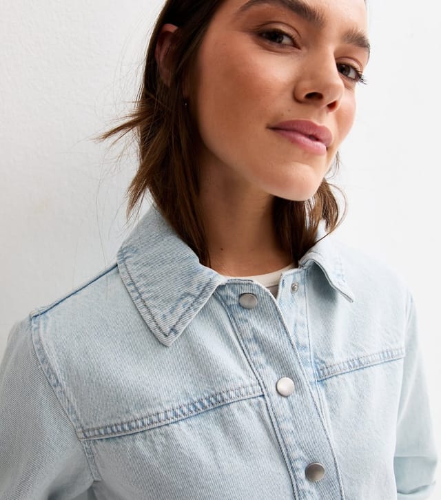New Look Women's Petite Light Blue Wash Denim Shacket New Look - 3