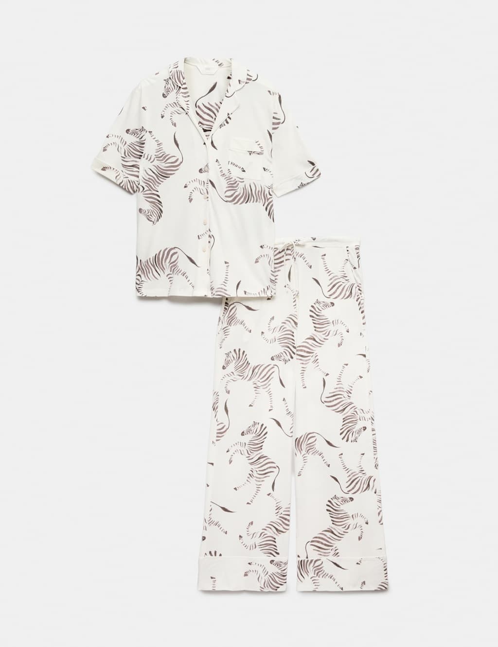 Marks & Spencer M&S Cotton Modal Printed Revere Pyjama Set Ivory Mix