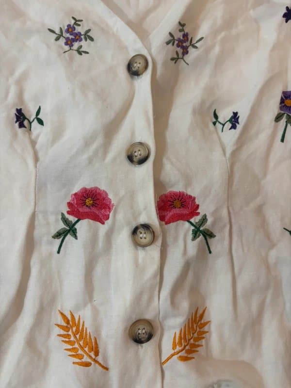 Topshop ladies top shop embroidered white shirt top
