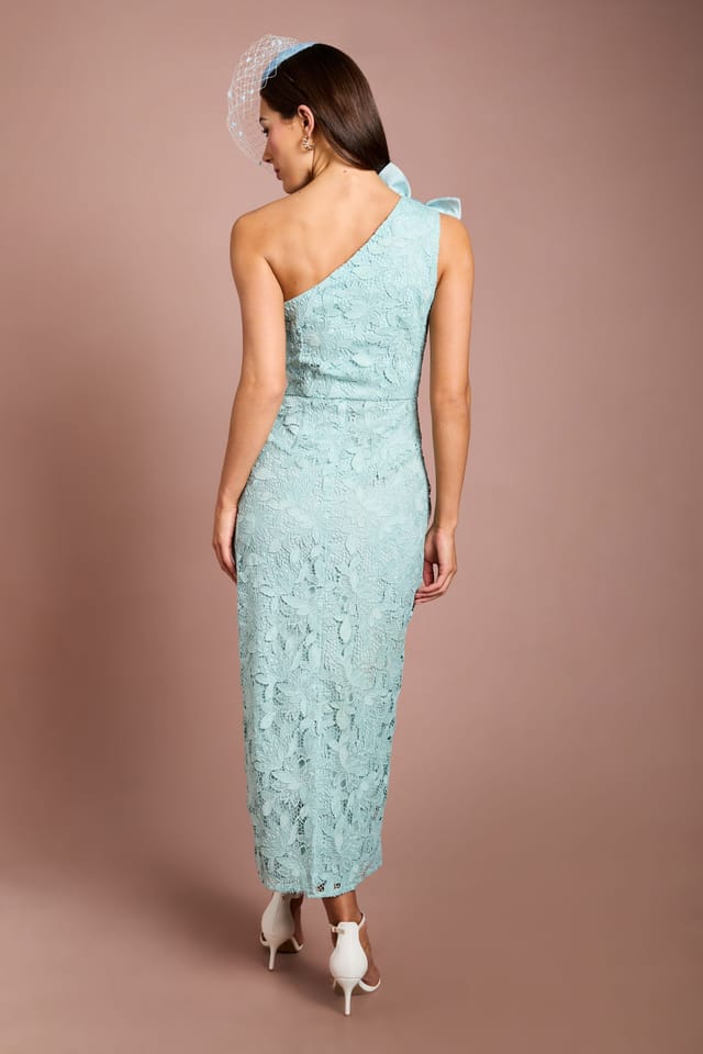 Coast Coast Women's Lisa Tan One Shoulder Bow Detail Midi Dress in Pale Blue - 3