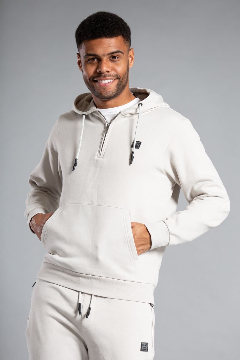 Tokyo Laundry Tokyo Laundry Men's Cotton Blend Hoody with Neck Zip Fastening in Light Grey