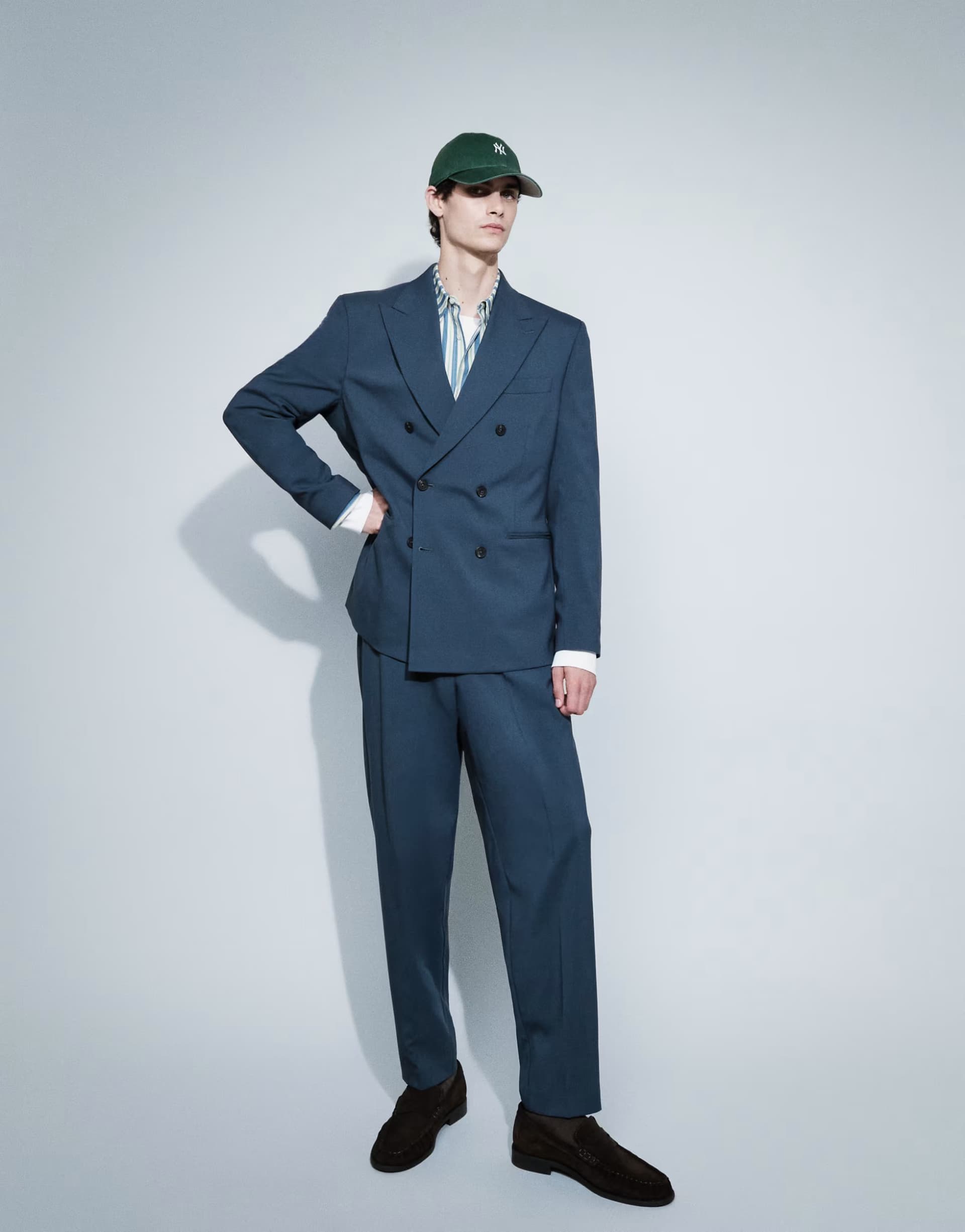 ASOS ASOS DESIGN relaxed tapered suit trousers in dark blue