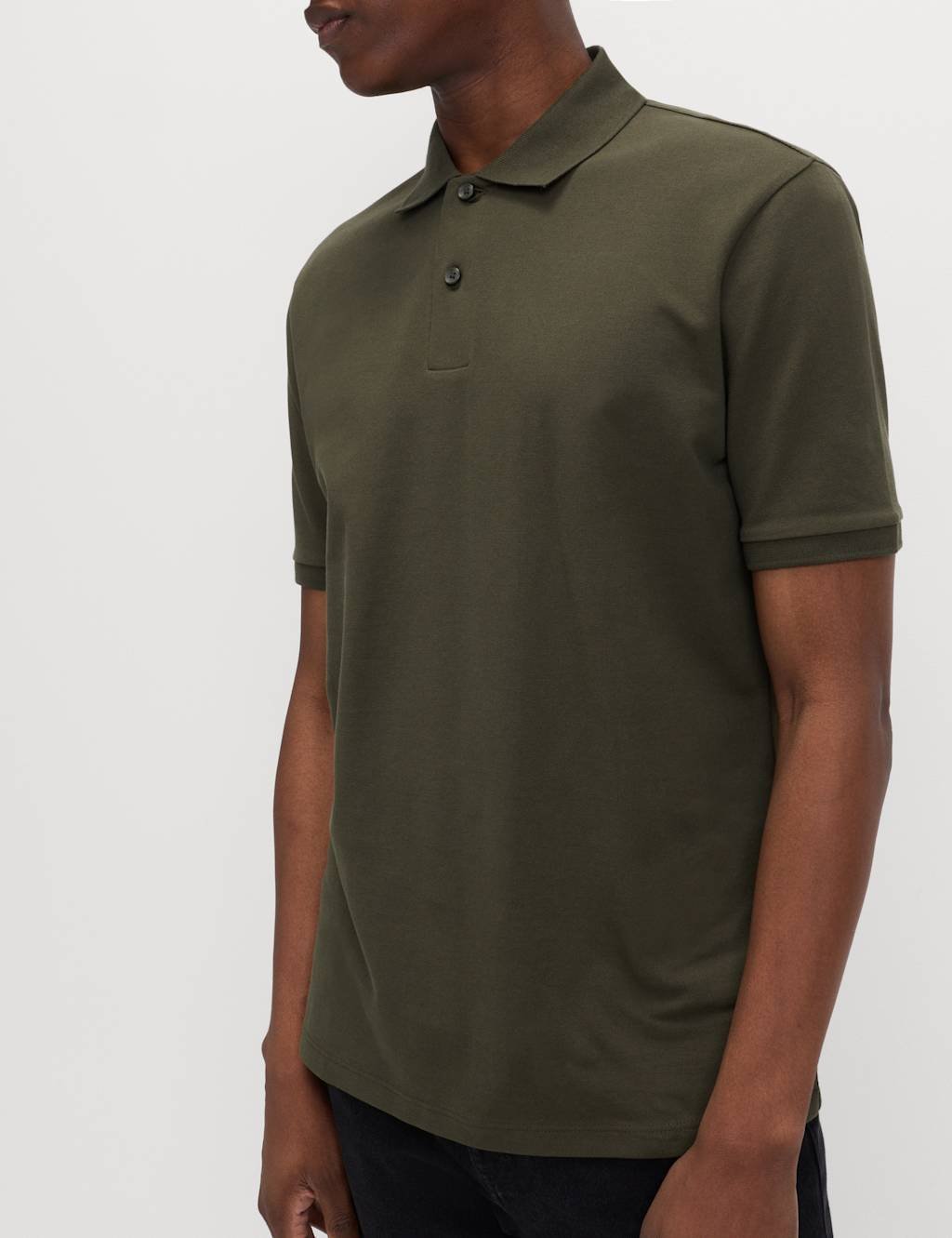Marks & Spencer M&S Ultimate Regular Fit Pique Polo Shirt Dark Khaki - 2