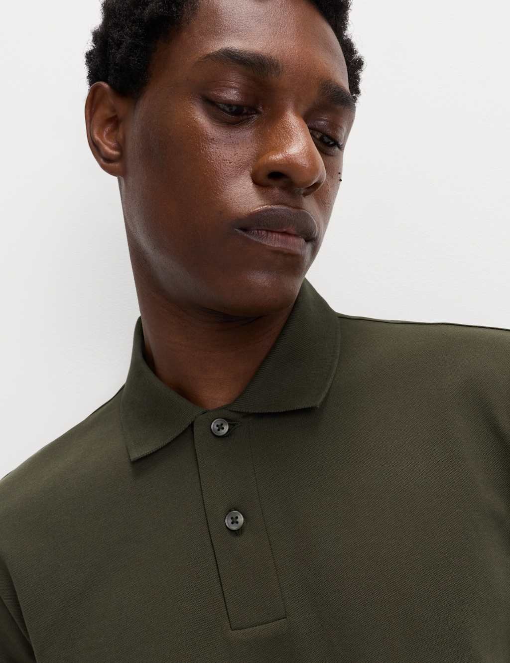 Marks & Spencer M&S Ultimate Regular Fit Pique Polo Shirt Dark Khaki - 3