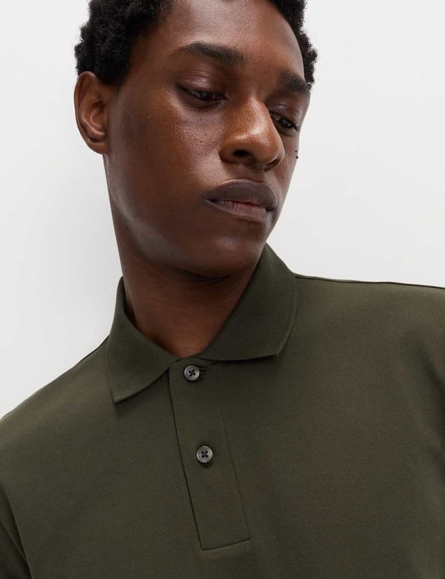 Marks & Spencer M&S Ultimate Regular Fit Pique Polo Shirt Dark Khaki - 3