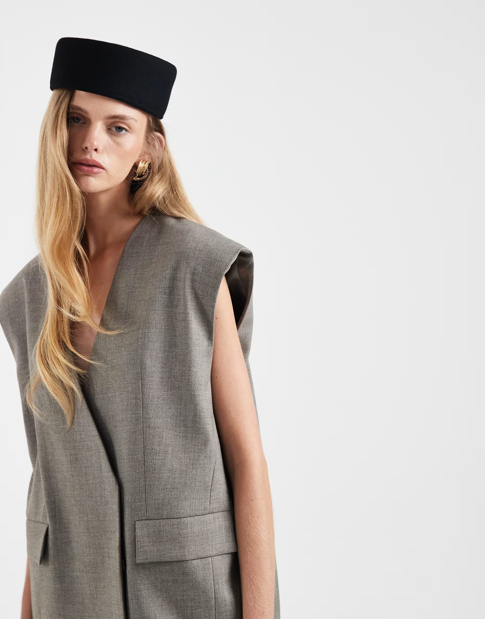 ASOS ASOS DESIGN tailored oversized sleeveless blazer co-ord in brown