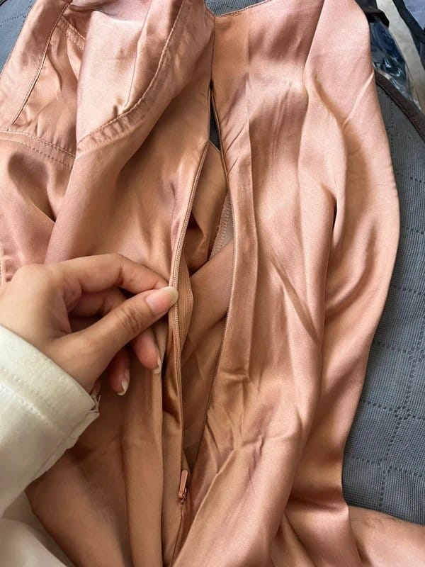 ASOS Rose Gold Satin Slip Dress with Zipper