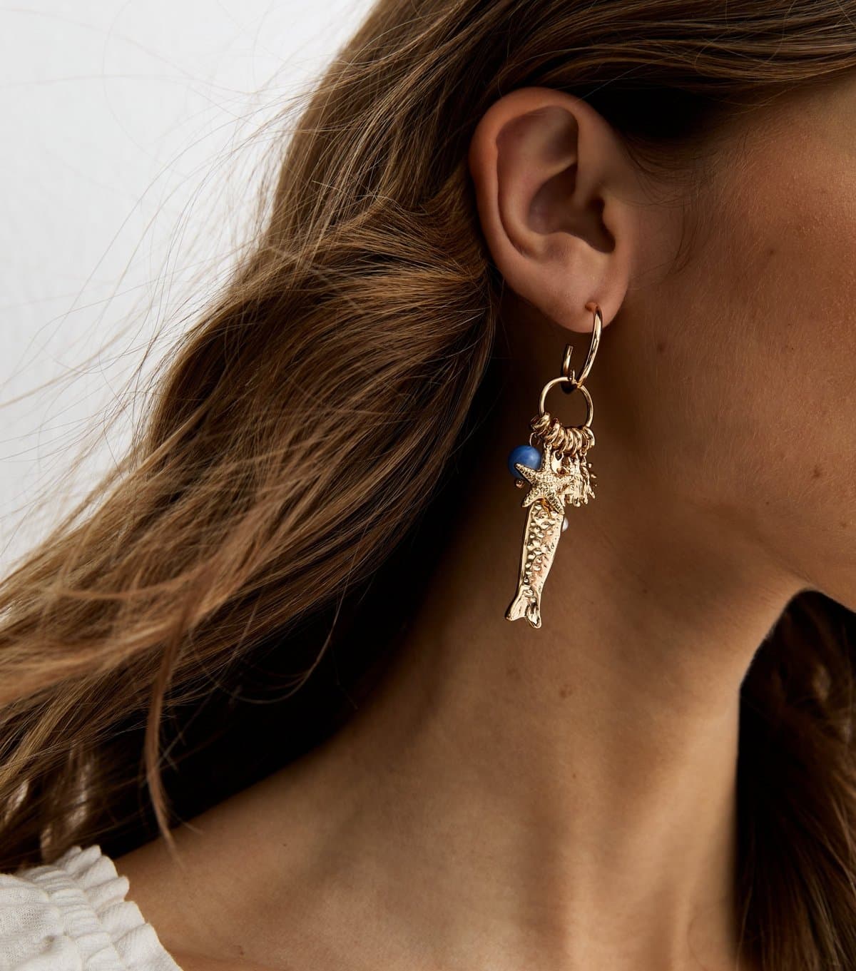 New Look Gold Tone Hammered Starfish Pendant Rope Necklace New Look