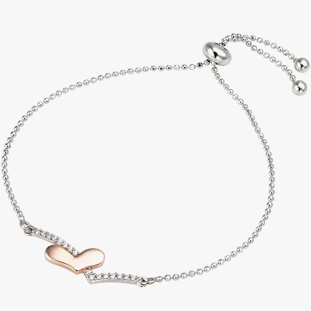 T.H.Baker T.H.Baker Rose Gold Heart Wishbone Toggle Bracelet
