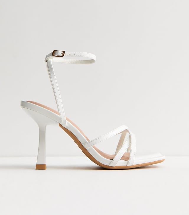 New Look Women's White Faux Leather Strappy Sandals Vegan New Look - 2