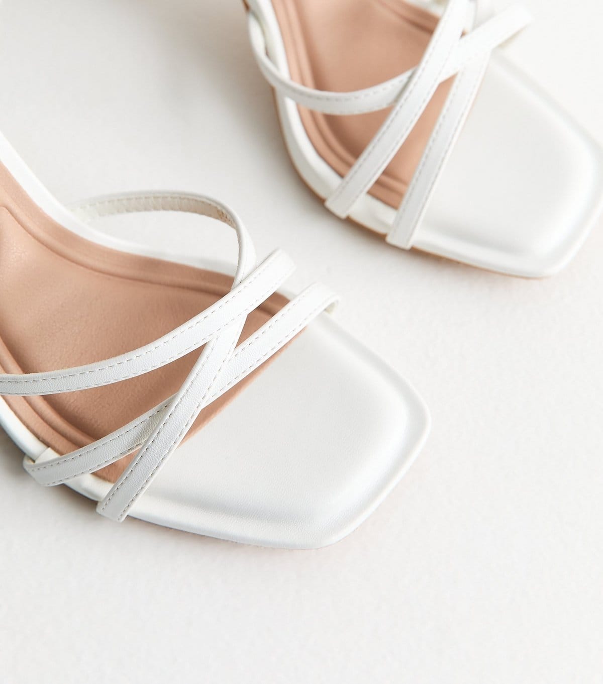 New Look Women's White Faux Leather Strappy Sandals Vegan New Look - 4