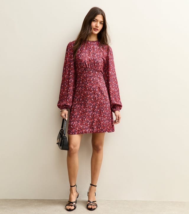 New Look Women's Red Ditsy Floral Long Sleeve Mini Dress New Look - 2