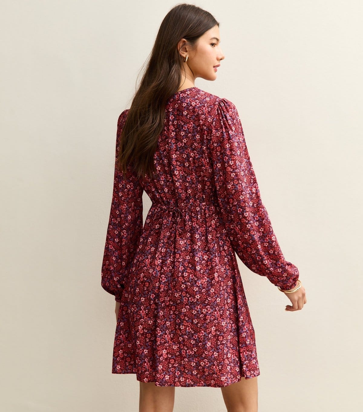New Look Women's Red Ditsy Floral Long Sleeve Mini Dress New Look - 4