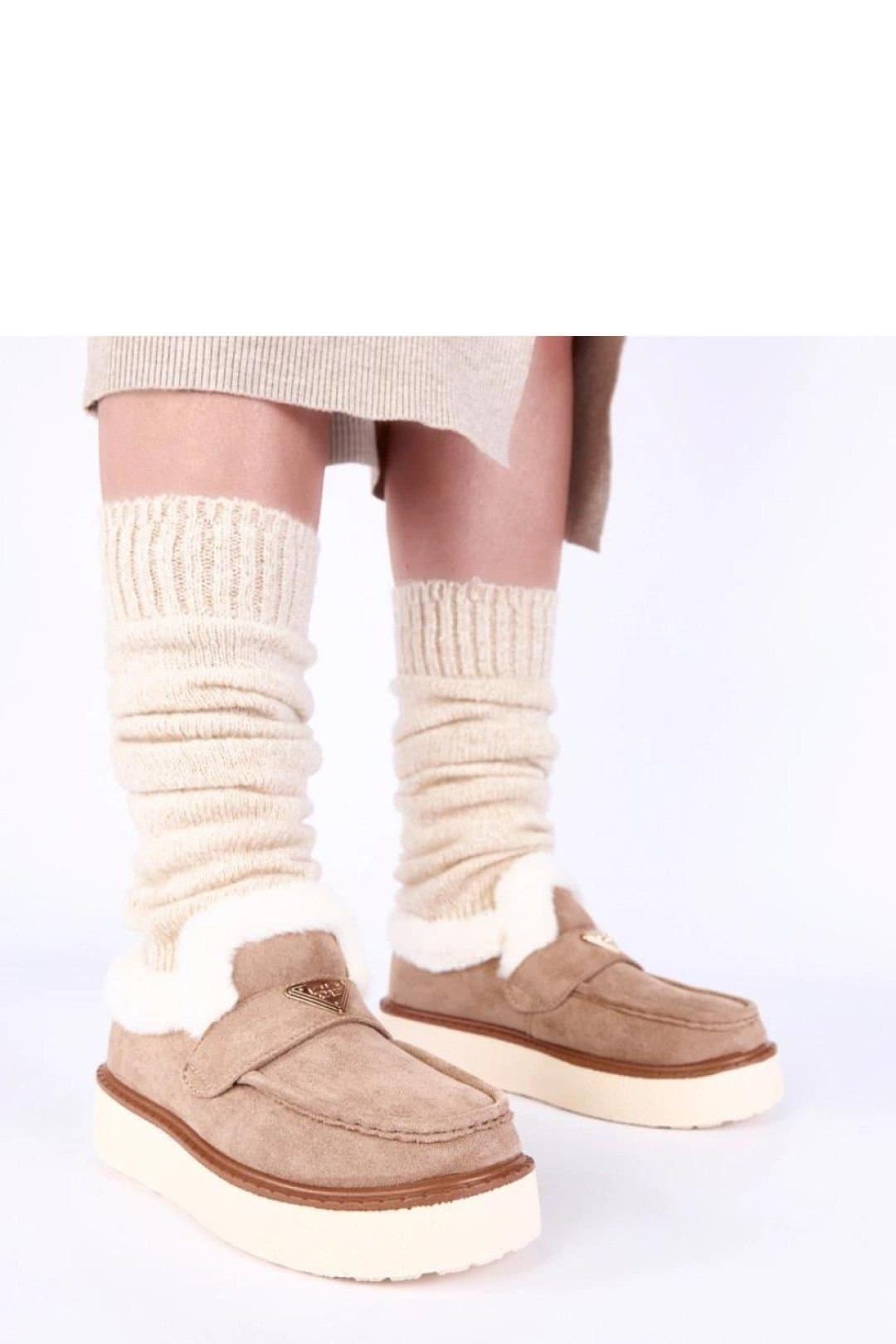 Love Lace Love Lace Women's Dark Beige Fur Lined Moccasins for Warm Everyday Comfort