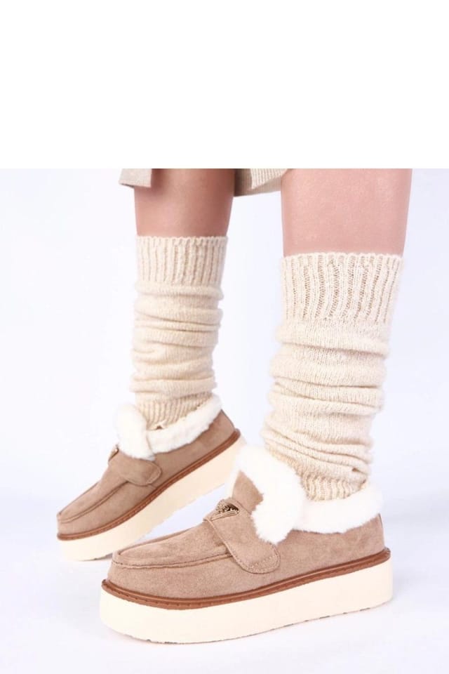 Love Lace Love Lace Women's Dark Beige Fur Lined Moccasins for Warm Everyday Comfort - 2