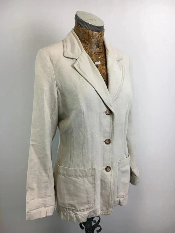 Laura Ashley 8 laura ashley cream blazer Linen Blend Half Lined Button Up Smart Casual
