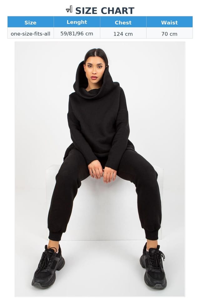 Love Lace Love Lace Women's Hooded Sweatshirt & Tie Waist Pants Set Style 175500 in Black - 3