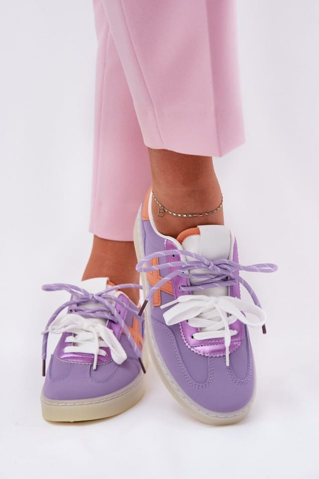 Love Lace Love Lace Women's Sport Shoes Suede Low Cut Rounded Toe Lace Up Classic in Violet - 3