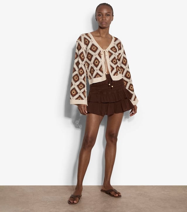 Apricot Women's Brown Patchwork Tie Front Cardigan Apricot New Look - 2