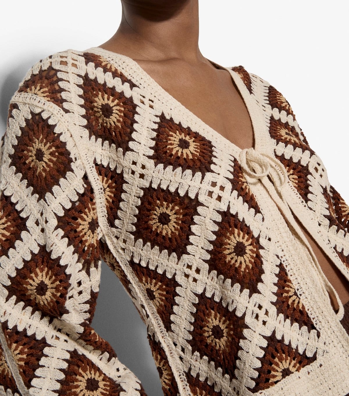 Apricot Women's Brown Patchwork Tie Front Cardigan Apricot New Look - 4