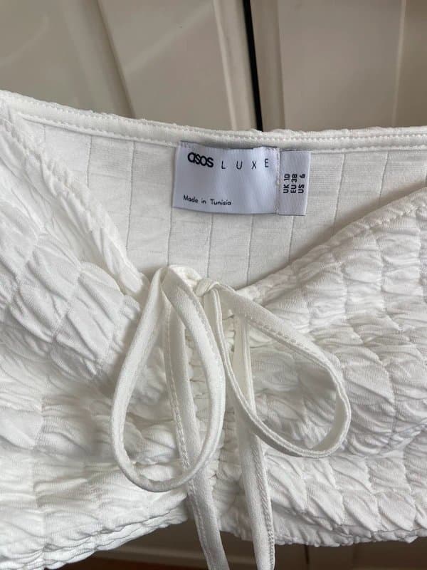 ASOS ASOS luxe off white waffle textured crop top size 10