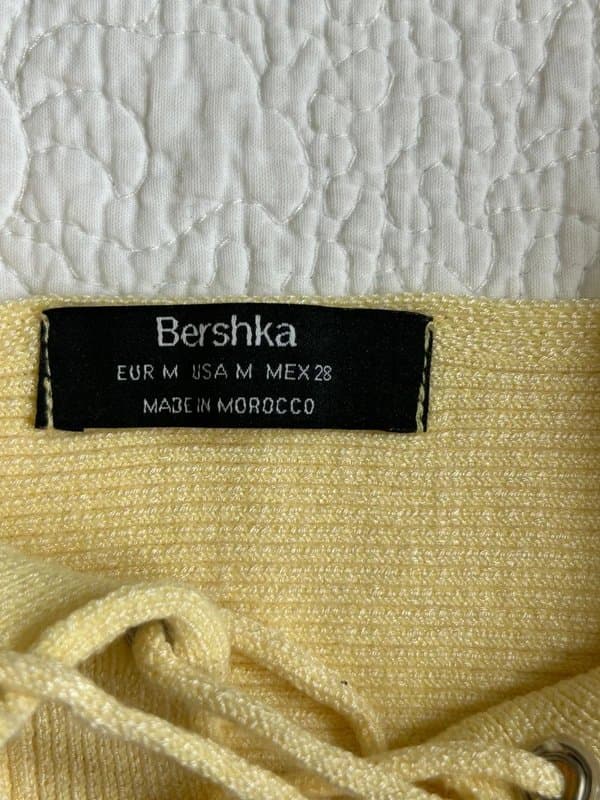 Bershka Bershka Butter Yellow Lace-Up Crop Top