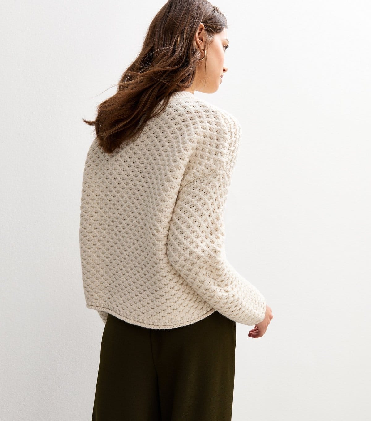 New Look Women's Off White Moss Stitch Crew Neck Jumper New Look - 4
