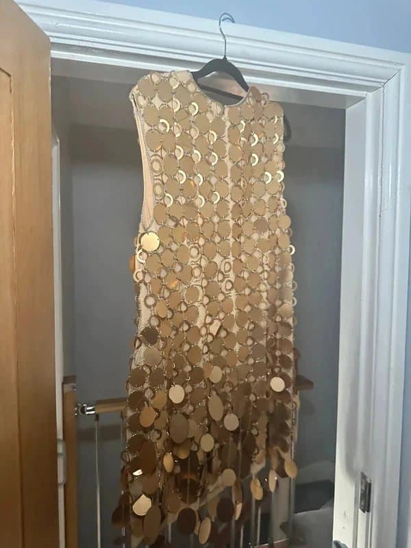 ASOS Disc embellished mini dress in bronze