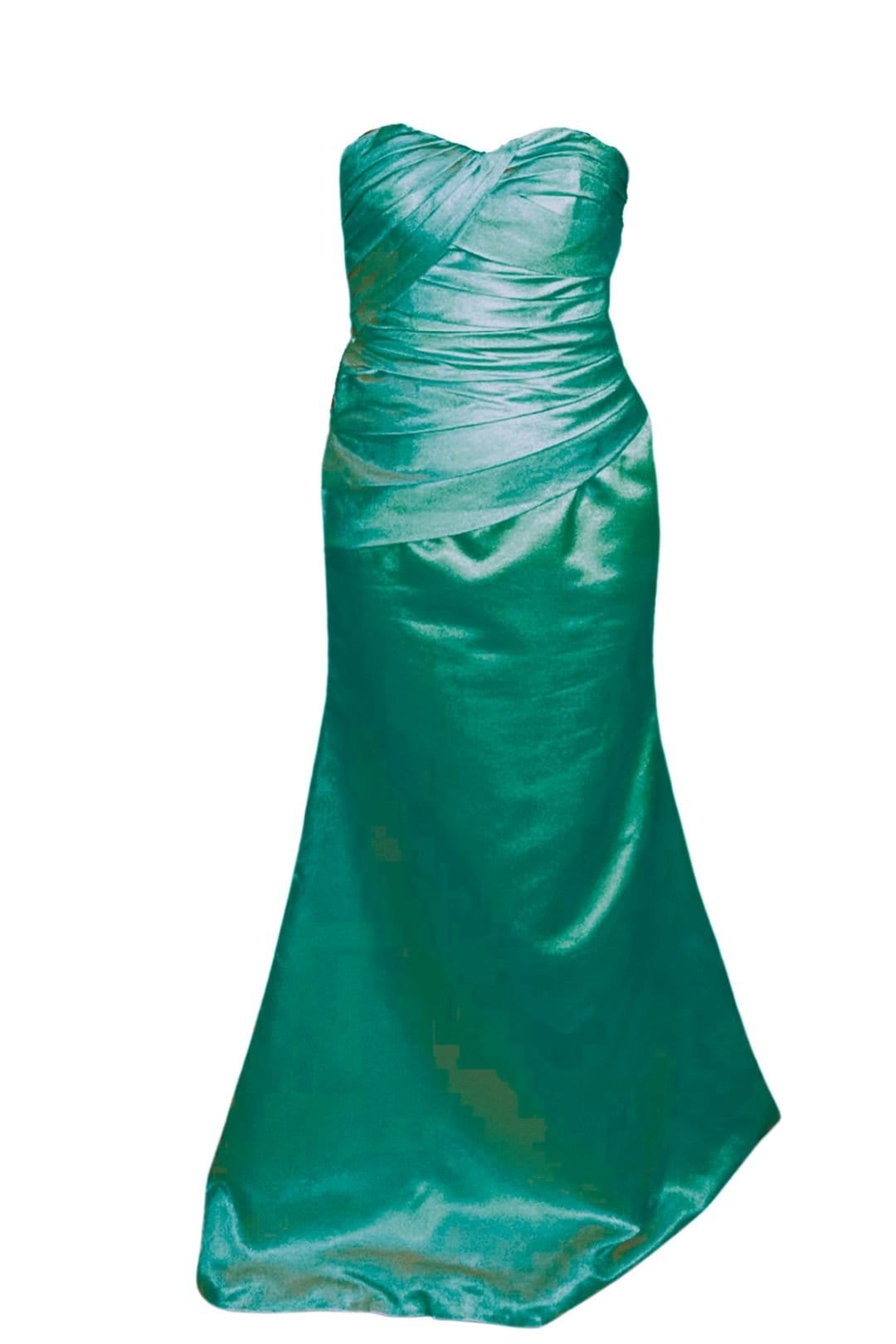 Marco Paul Marco Paul Women's Green Satin Fitted Strapless Bridesmaid Dress - 4