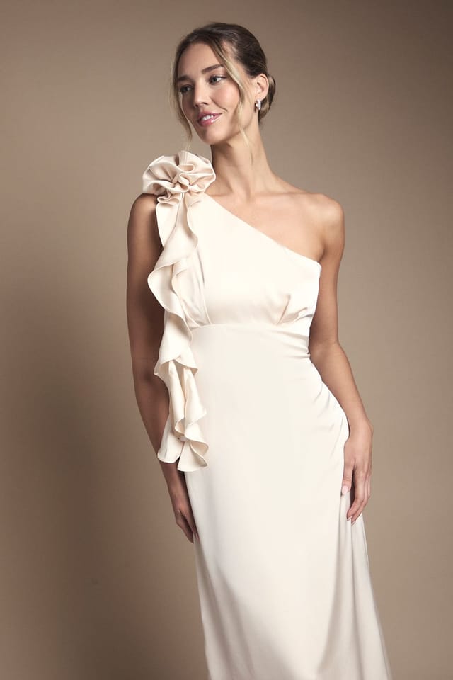 Oasis Oasis Women's Corsage One Shoulder Maxi Bridesmaid Dress in Champagne - 2