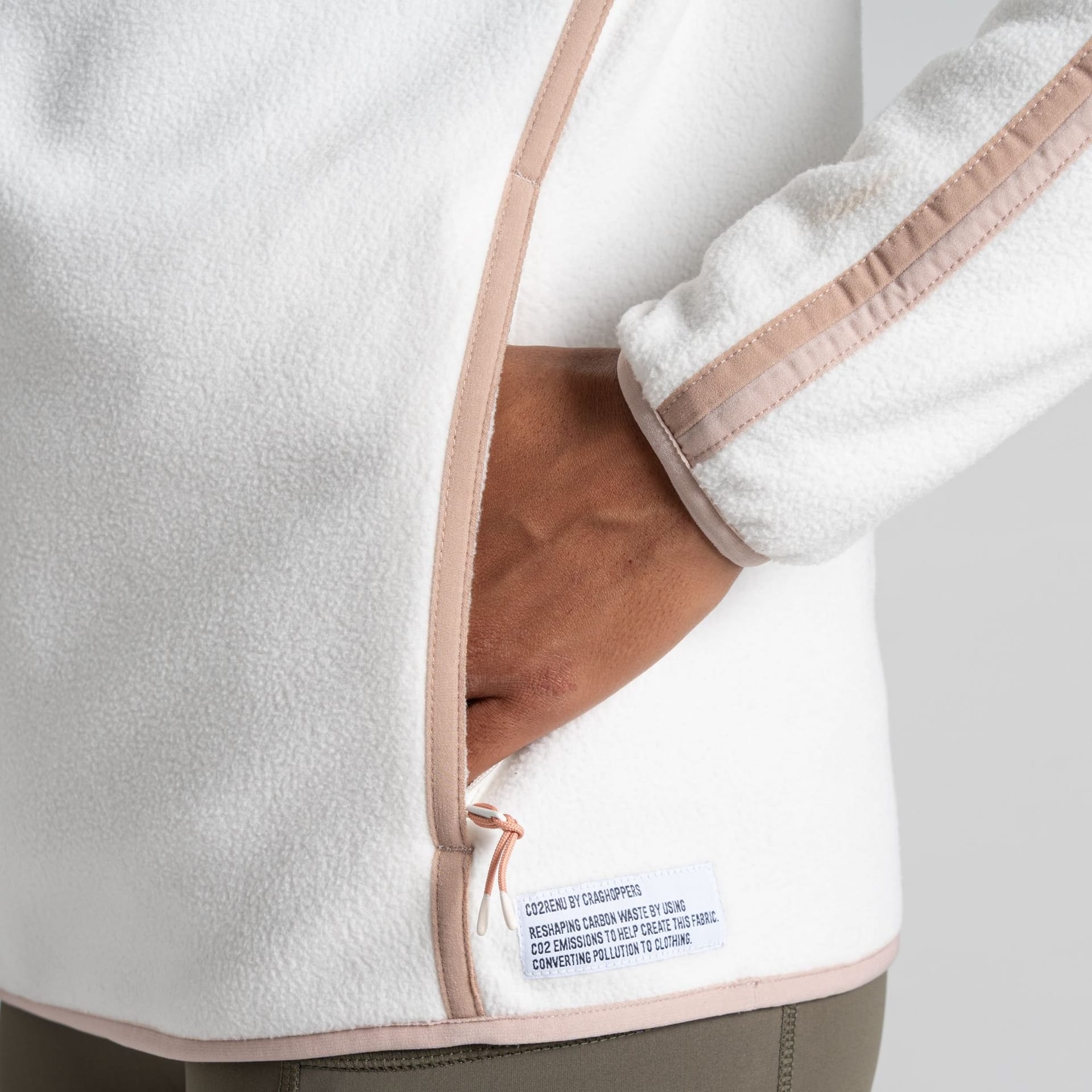 Craghoppers Craghoppers Women's CO2 Renu Relaxed Insulating Microfleece Half Zip Top in Beige - 4
