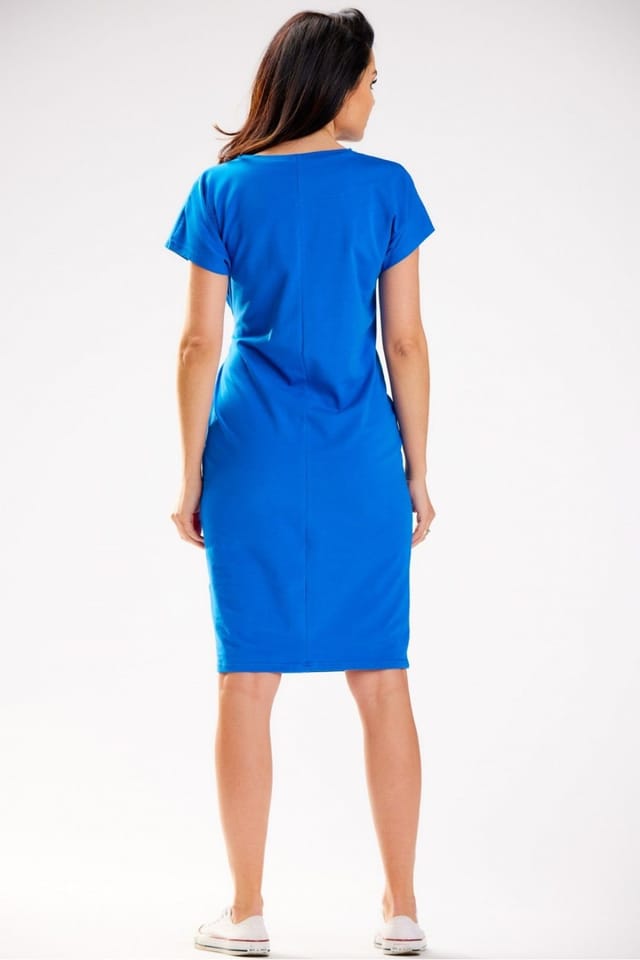 Love Lace Love Lace Women's Cotton Midi Dress with Asymmetrical Front in Blue - 3