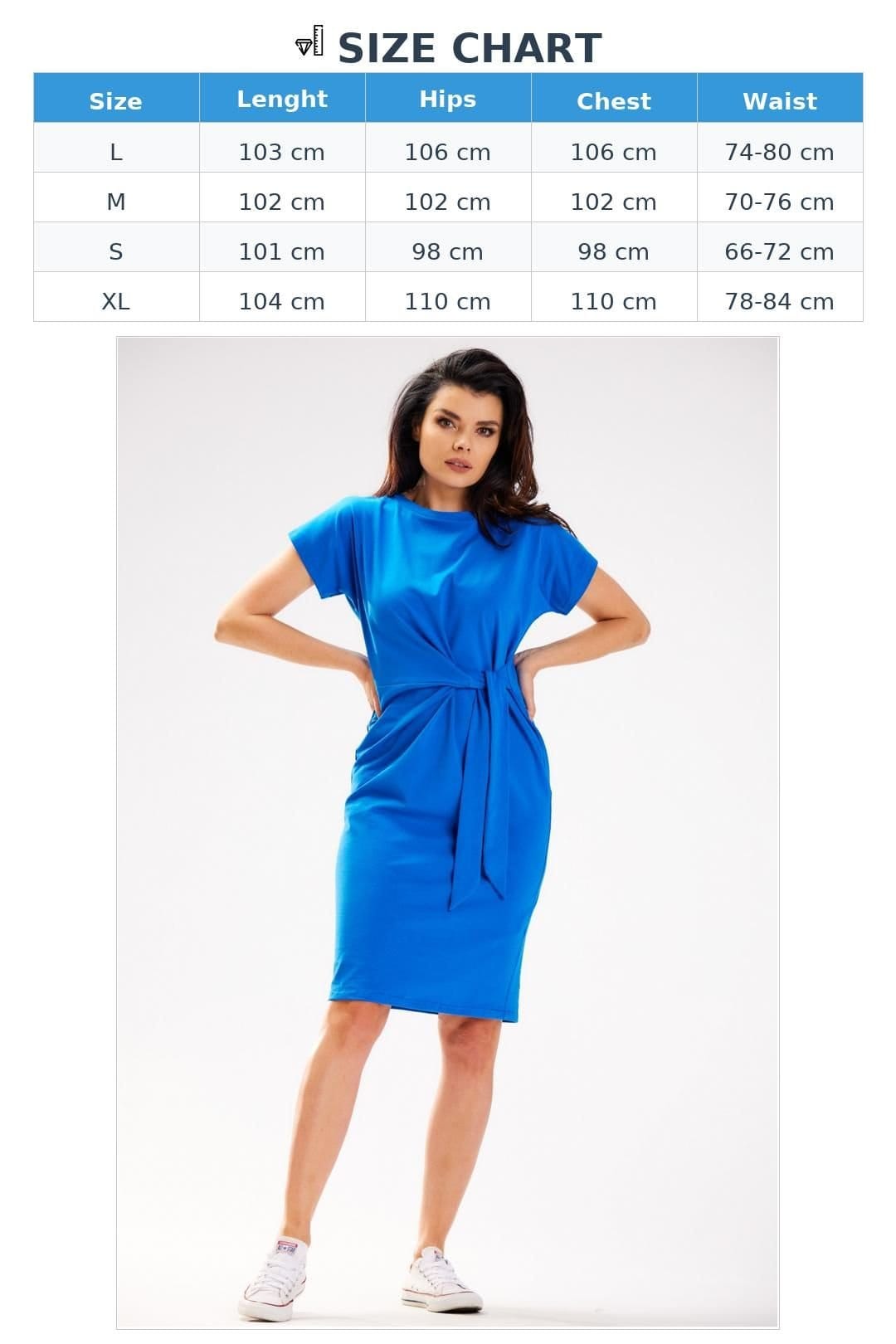 Love Lace Love Lace Women's Cotton Midi Dress with Asymmetrical Front in Blue - 4