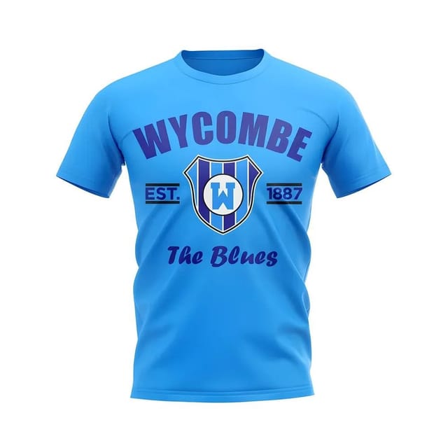 Wycombe Wycombe Men's Personalised Established Football T-Shirt Sky in Light Blue - 2