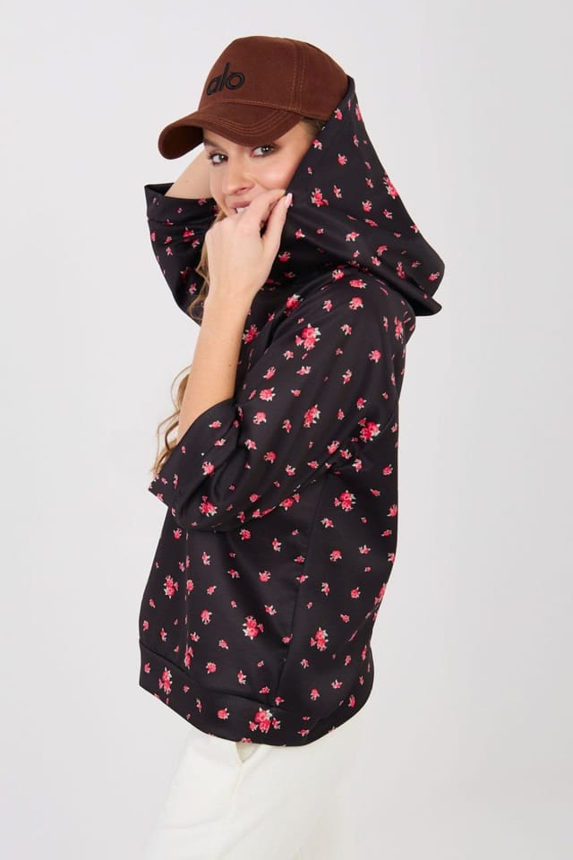 Love Lace Love Lace Women's Floral Print 3/4 Sleeve Sweatshirt Style 224826 in Black - 3