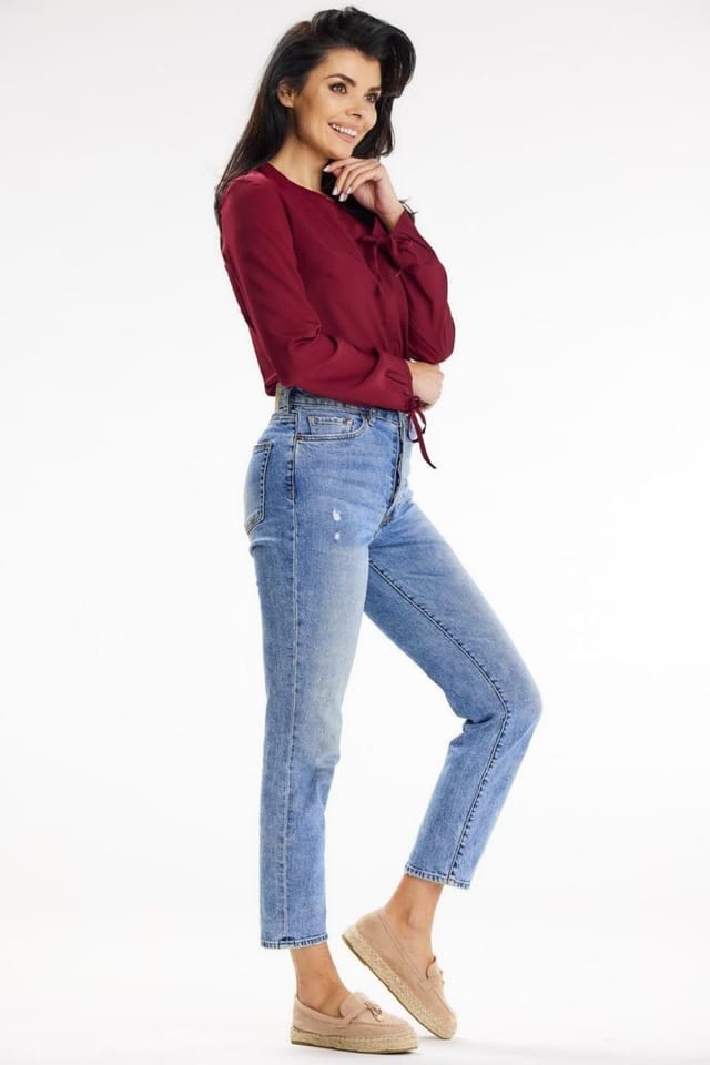 Love Lace Love Lace Women's Casual Long Sleeve Blouse With Pocket Slits in Red - 2