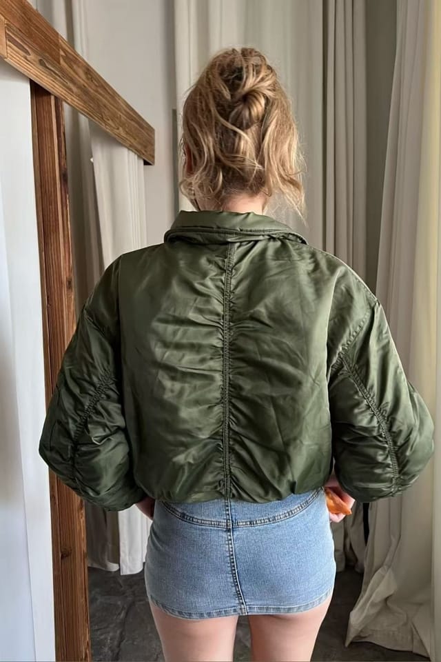 OUTTA BOX OUTTA BOX Women's Women's Short Padded Winter Jacket with Long Sleeves in Green - 3