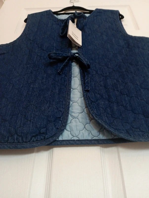 Damson Madder | Indigo blue Tilly quilted denim gilet UK 12 BNWT £85