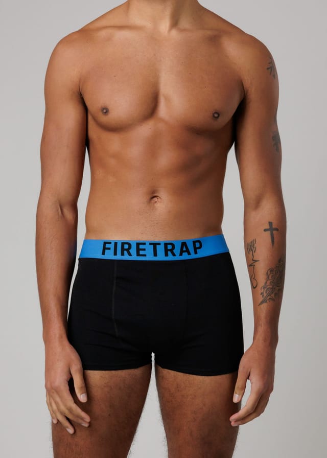 Firetrap Firetrap Men's 3 Pack Cotton Stretch Boxers with Logo Waistband in Black - 2