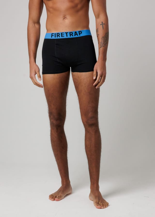 Firetrap Firetrap Men's 3 Pack Cotton Stretch Boxers with Logo Waistband in Black - 3