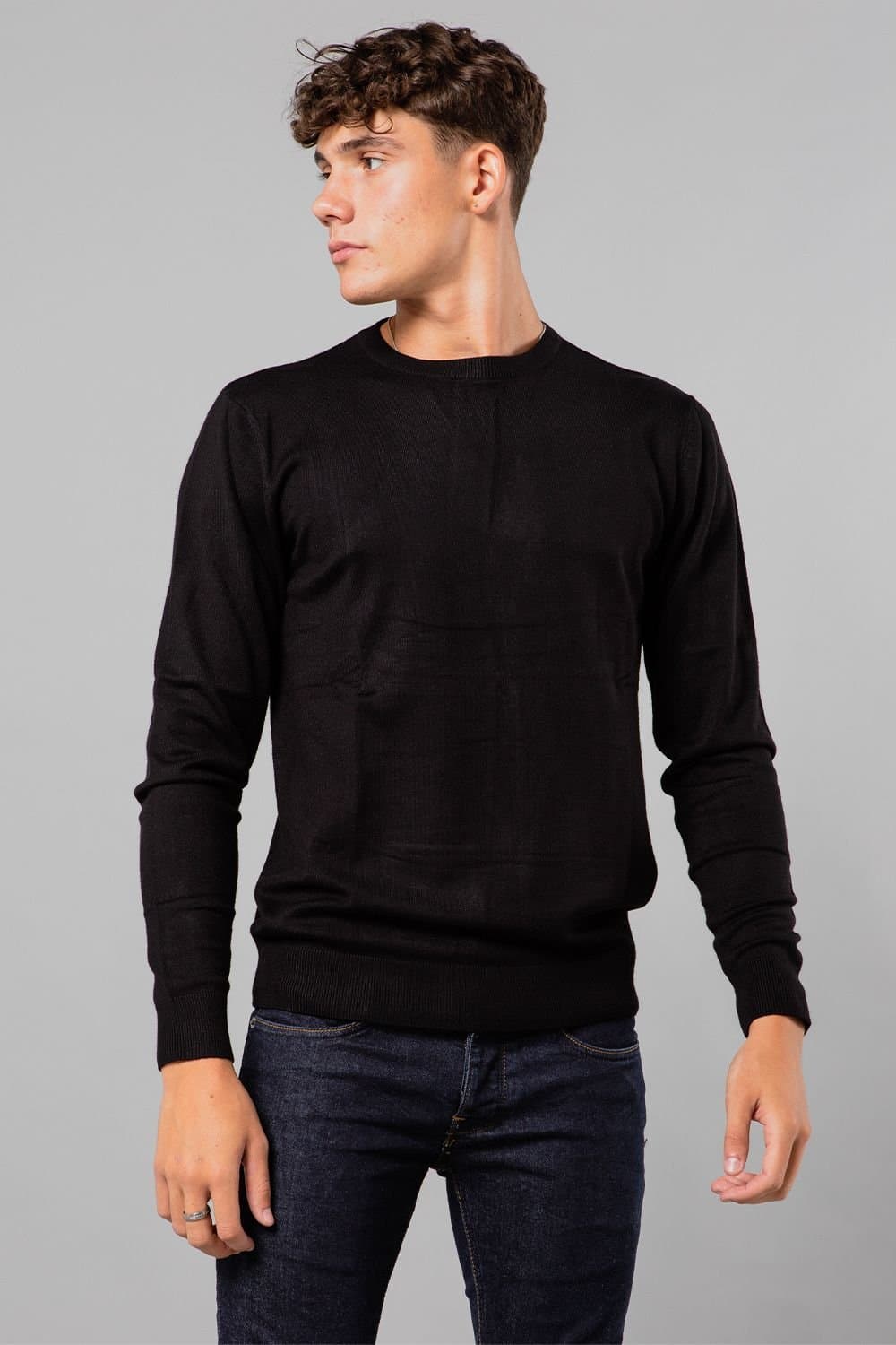 French Connection French Connection Men's Crew Neck Long Sleeve Knitted Jumper in Black