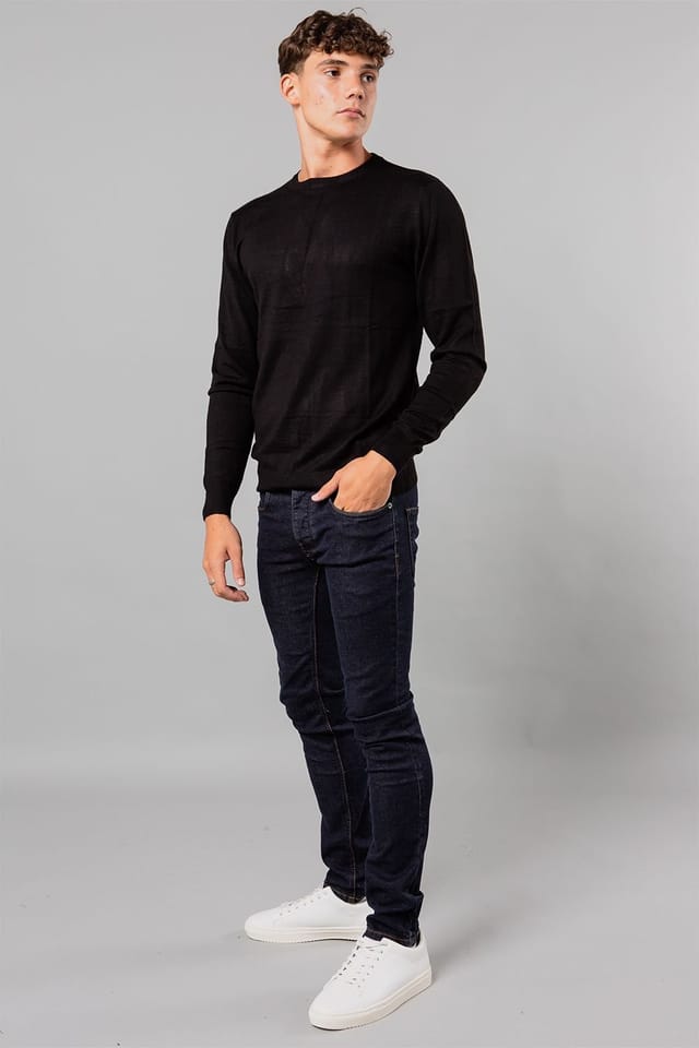 French Connection French Connection Men's Crew Neck Long Sleeve Knitted Jumper in Black - 3