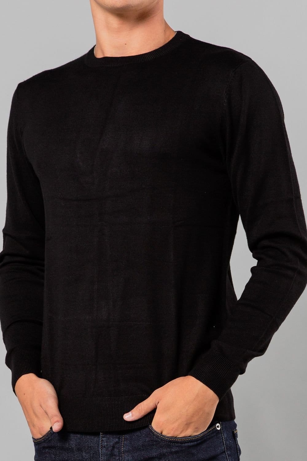 French Connection French Connection Men's Crew Neck Long Sleeve Knitted Jumper in Black - 4