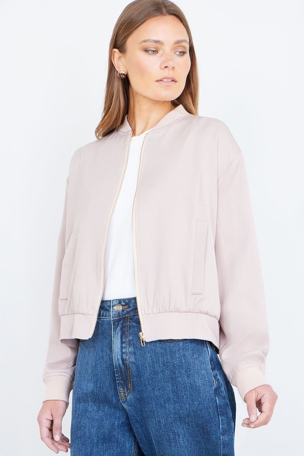 Yumi Yumi Women's Stone Relaxed Lightweight Bomber Jacket