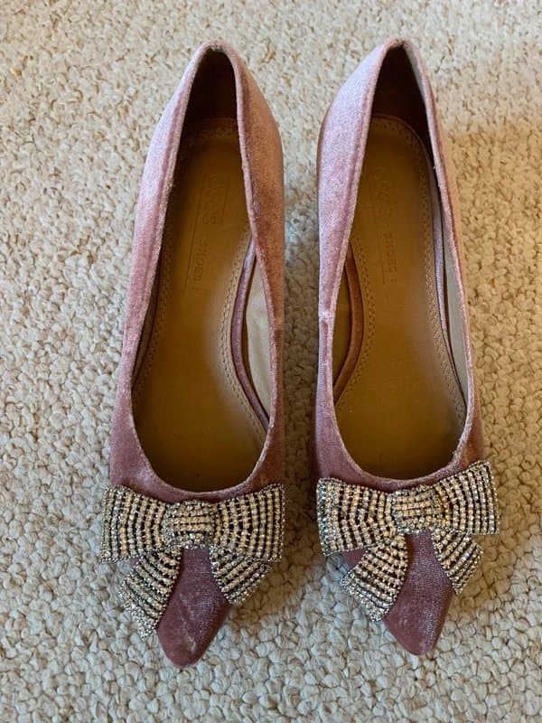 ASOS Design ASOS Design pink velvet embellished heels