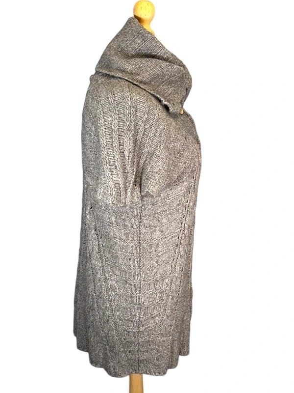 White Stuff White Stuff Grey Poncho Jumper S/M Cable Knit UK 10 12 14 Cardigan Wool Yak