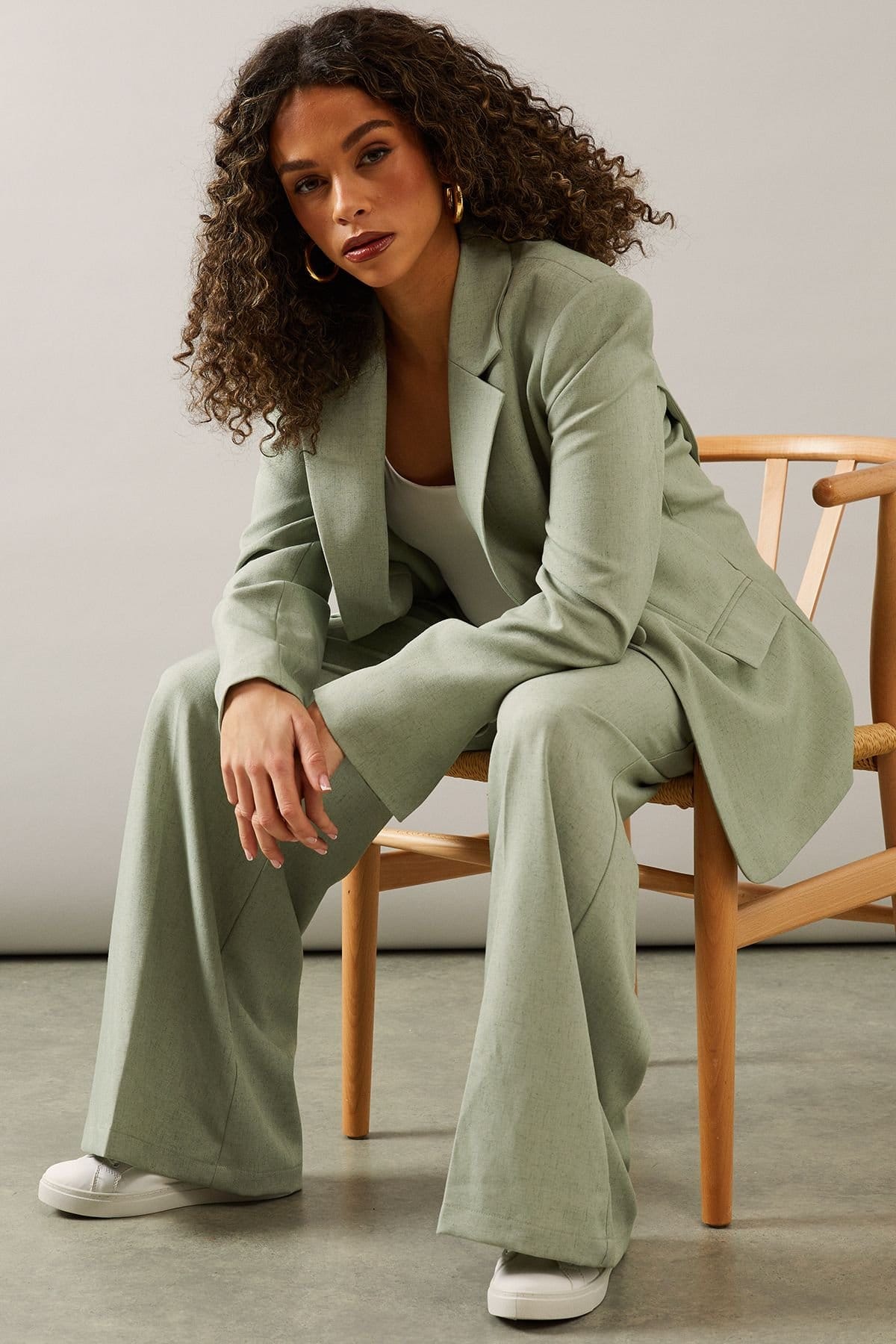 Wallis Wallis Women's Linen Mix Wrap Detail Blazer in Light Khaki - 4